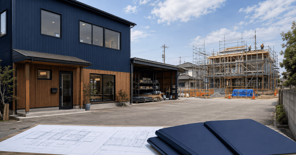建設業許可を見据えて会社設立を準備する建築会社の外観イメージ